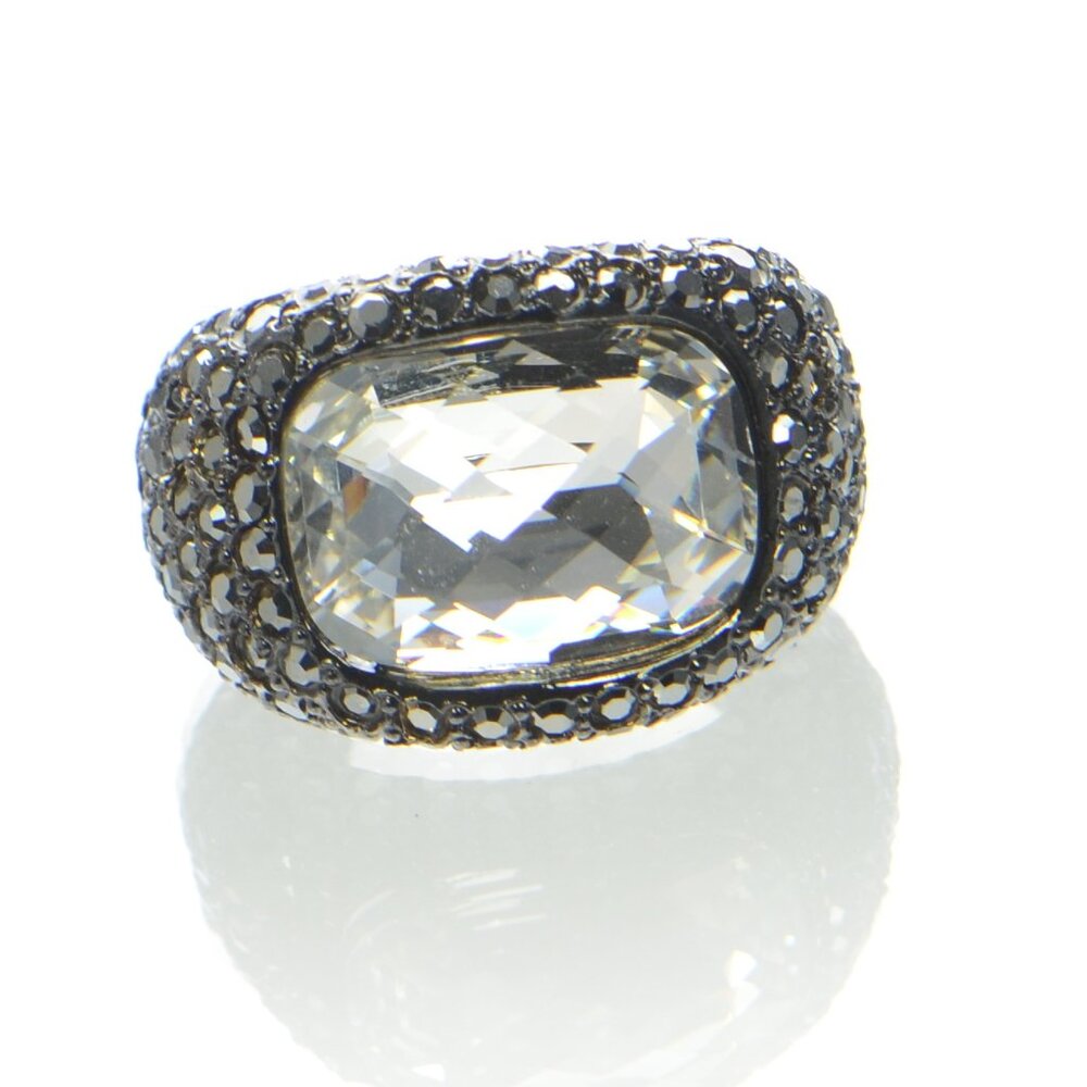 Kenneth Jay Lane Kjl Gunmetal Crystal Cocktail Ri… - image 5